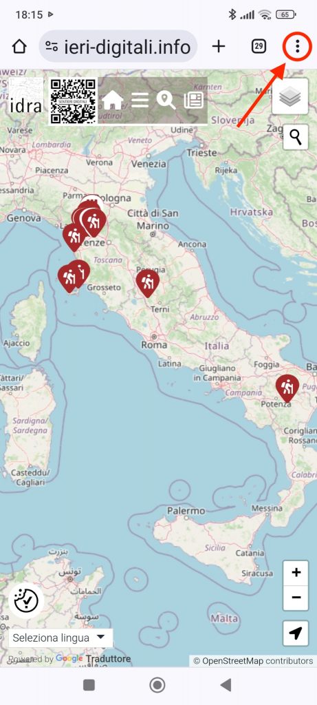 Cliccare sui 3 puntini in alto a destra.
