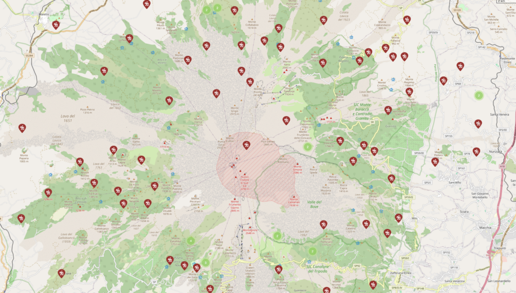 Sentieri presenti nell'area dell'Etna