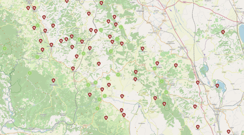 Sentieri presenti nell'area della Val d'Orcia