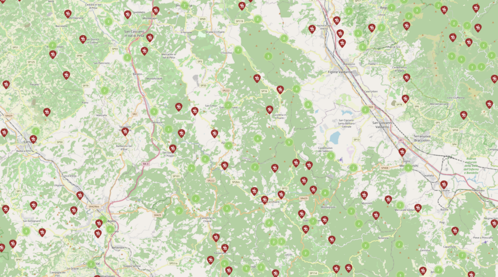 Sentieri presenti nell'area del Chianti