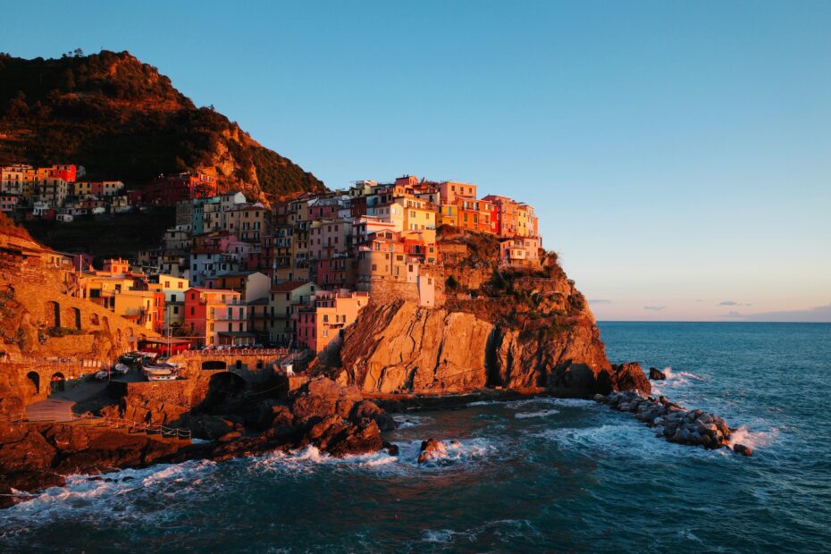 Tramonto a Manarola, nel Parco Nazionale delle Cinque Terre