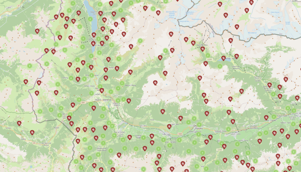 Sentieri presenti nell'area della Val Venosta