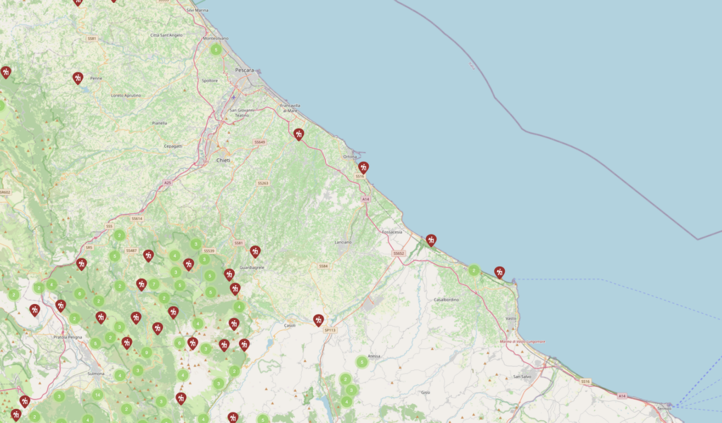 Sentieri presenti nell'area della Costa dei Trabocchi