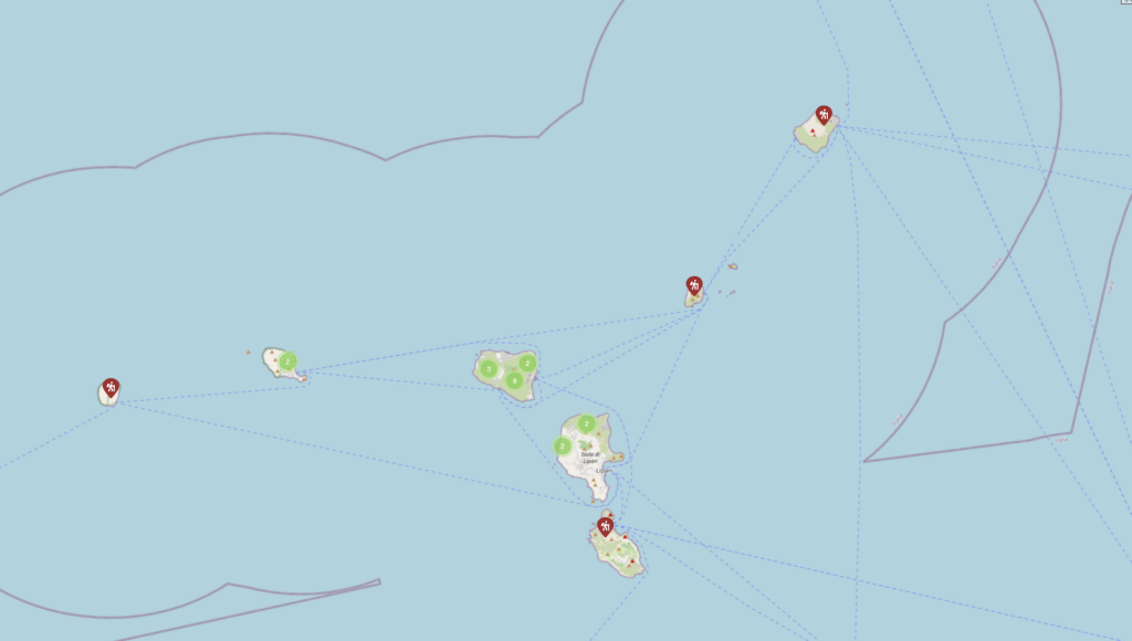Sentieri presenti nell'area delle isole Eolie