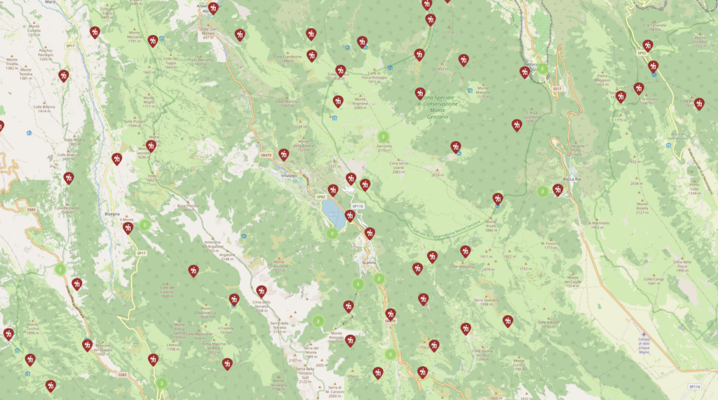 Sentieri presenti nell'area del Lago di Scanno